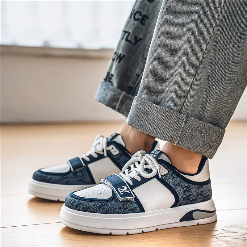 Fashion Blue Men's Sneakers 2025 Streetwear Hip Hop Shoes Spring Casual Skateboard Shoes Man Designer Luxury Sneakers